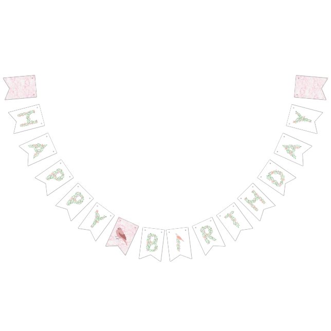 Floral Alphabet Happy Birthday Banner (All)