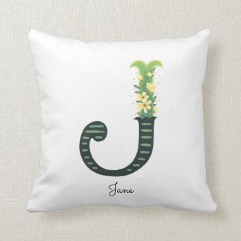 Floral Alphabet - J -  Throw Pillow by fourwetfeet at Zazzle