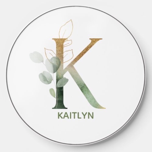 Floral Alphabet K Greenery Wireless Charger