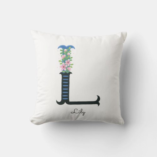 Floral Alphabet _ L _  Throw Pillow