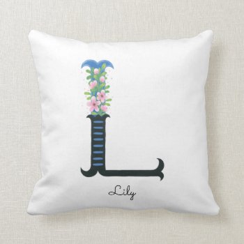 Floral Alphabet - L -  Throw Pillow by fourwetfeet at Zazzle