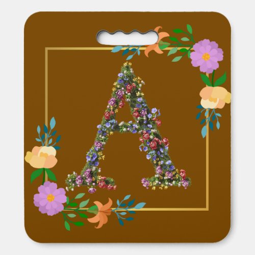 Floral Alphabet Letter A Seat Cushion