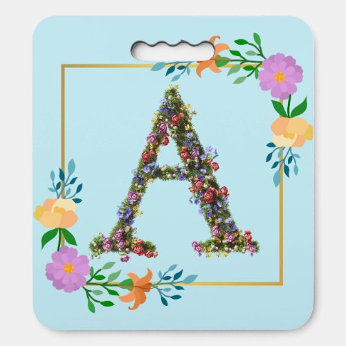 Floral Alphabet Letter A Seat Cushion