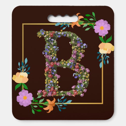 Floral Alphabet Letter A Seat Cushion