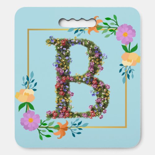 Floral Alphabet Letter A Seat Cushion