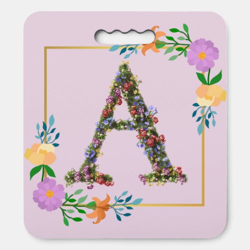Floral Alphabet Letter A Seat Cushion