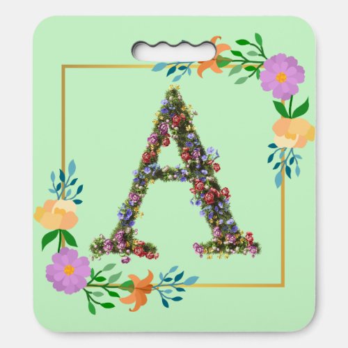 Floral Alphabet Letter A Seat Cushion