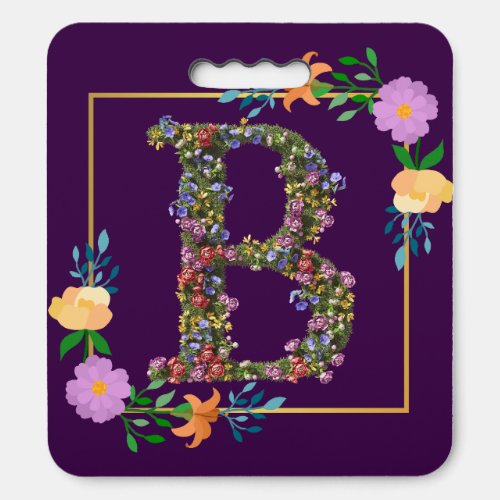 Floral Alphabet Letter B Seat Cushion