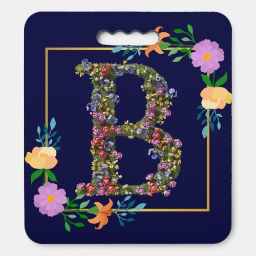 Floral Alphabet Letter B Seat Cushion