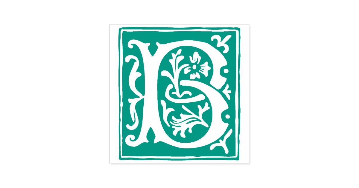 Floral Alphabet Letter B Vintage Typography Self Inking Stamp Zazzle Com