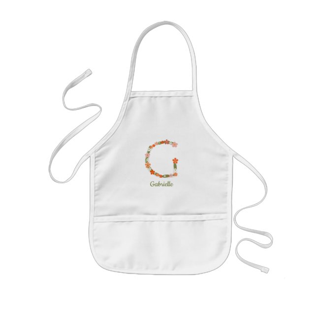 Floral Alphabet letter "G" custom name Kids' Apron (Front)