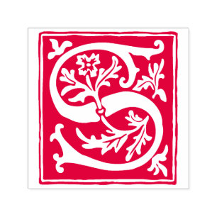 Floral Alphabet Letter S Vintage Typography Self-inking Stamp