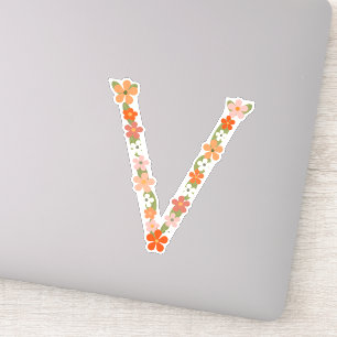 Floral Alphabet letter "V" Sticker
