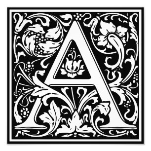 Floral Alphabet Monogram Letter A Photo Print