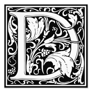 Floral Alphabet Monogram Letter D Photo Print