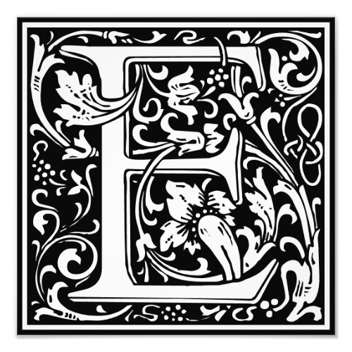 Floral Alphabet Monogram Letter E Photo Print