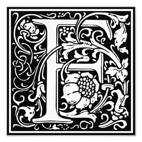 Floral Alphabet Monogram Letter F Photo Print