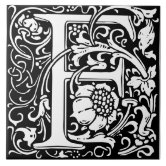 Floral Alphabet Monogram Letter L Tile