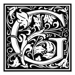 Floral Alphabet Monogram Letter G Photo Print