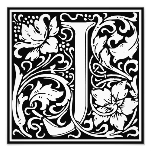 Floral Alphabet Monogram Letter J Photo Print