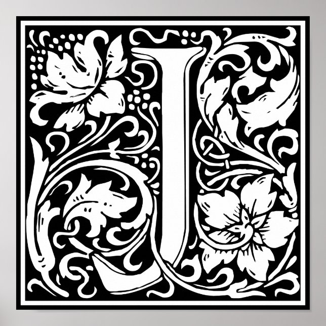 Floral Alphabet Monogram Letter J  Poster (Front)