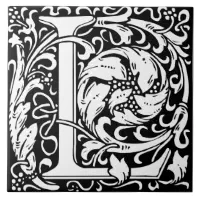 Floral Alphabet Monogram Letter L Tile