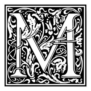 Floral Alphabet Monogram Letter M  Poster