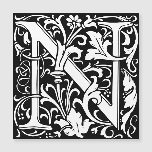 Floral Alphabet Monogram Letter N Morris