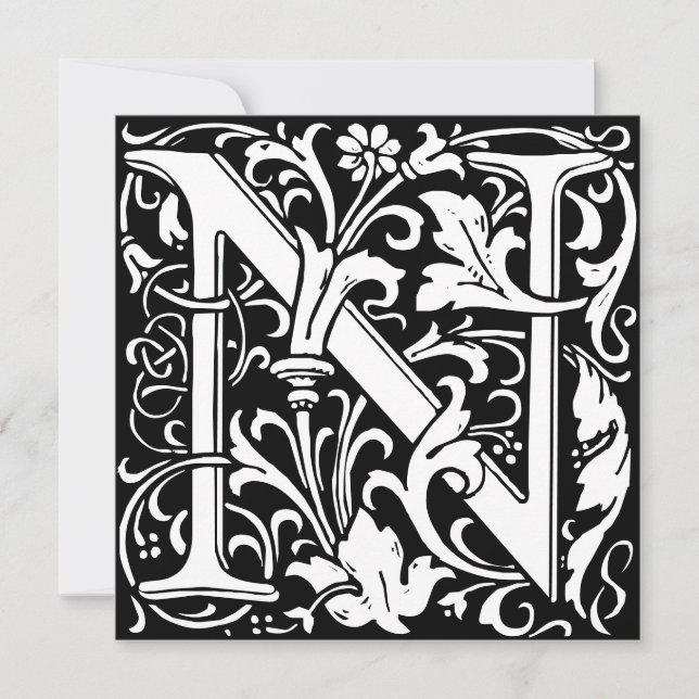 Floral Alphabet Monogram Letter N Morris (Front)