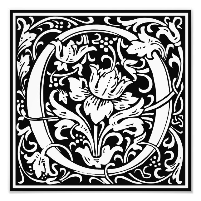 Floral Alphabet Monogram Letter O Photo Print (Front)