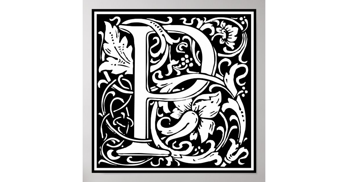 Floral Alphabet Monogram Letter P Poster | Zazzle