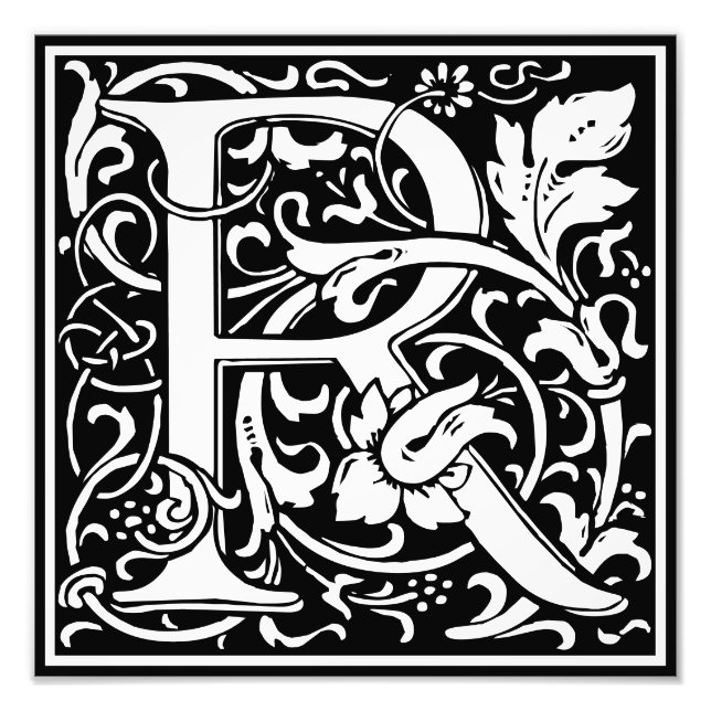Floral Alphabet Monogram Letter R Photo Print (Front)