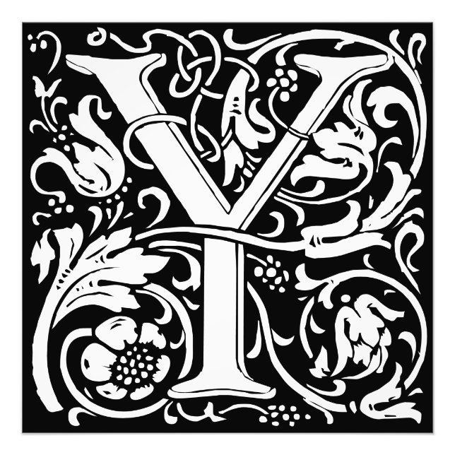 Floral Alphabet Monogram Letter Y Photo Print (Front)