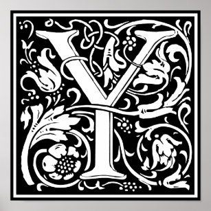 Floral Alphabet Monogram Letter Y  Poster