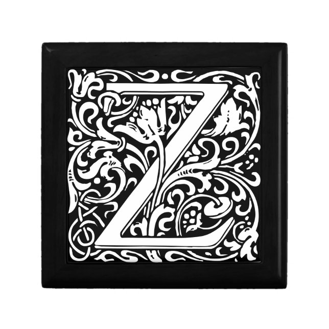 Floral Alphabet Monogram Letter Z  Gift Box (Front)