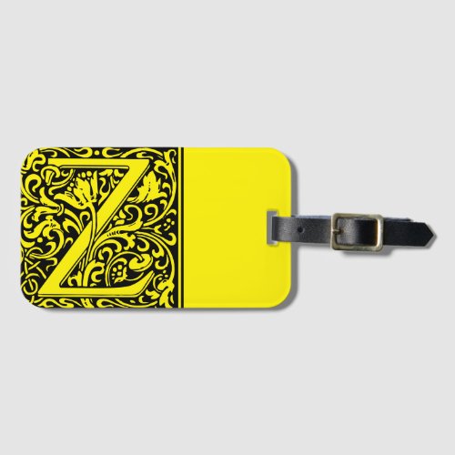 Floral Alphabet Monogram Letter Z Luggage Tag