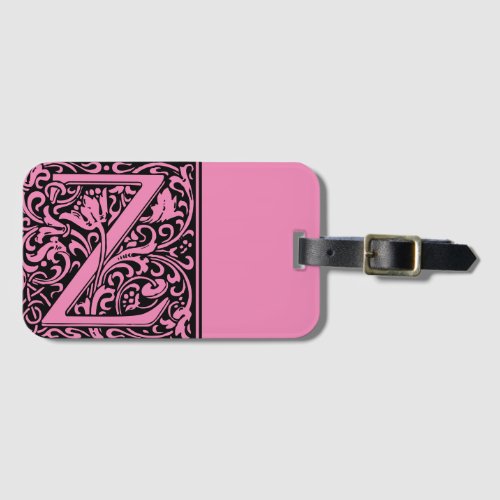 Floral Alphabet Monogram Letter Z Luggage Tag