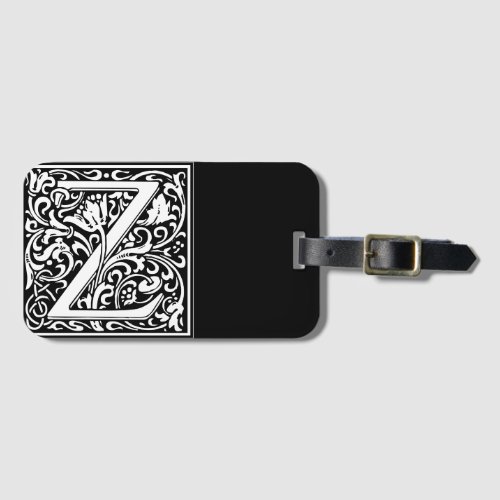 Floral Alphabet Monogram Letter Z Luggage Tag