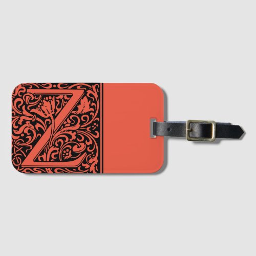 Floral Alphabet Monogram Letter Z Luggage Tag