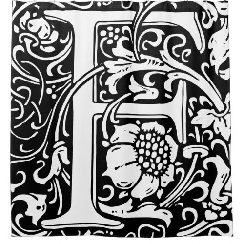 Floral Alphabet Monogrammed Letter F Shower Curtain