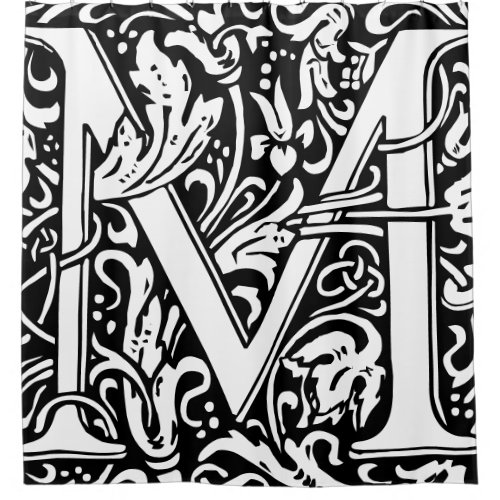Floral Alphabet Monogrammed Letter M Classic Shower Curtain