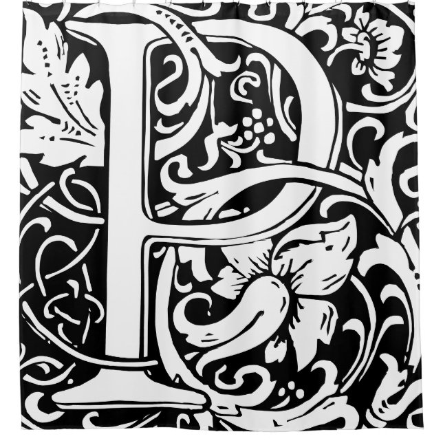 Floral Alphabet Monogrammed Letter P Classic Shower Curtain (Front)