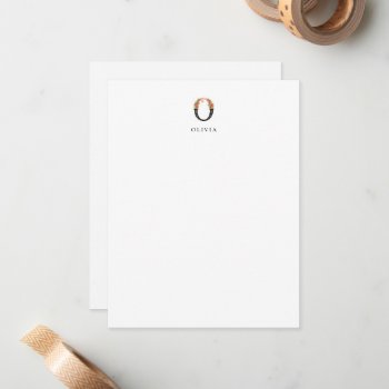Floral Alphabet - O -  Stationery Note Card by fourwetfeet at Zazzle