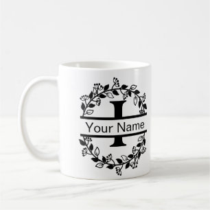Floral Alphabet with Name Custom Monogram Coffee Mug