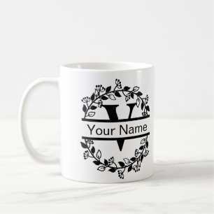 Floral Alphabet with Name Custom Monogram Coffee Mug