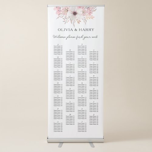 Floral Alphabetical Wedding Seating Chart Banner