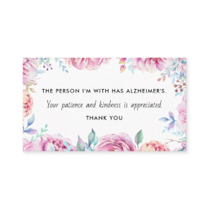 Floral Alzheimer's Dementia Kindness Information Business Card