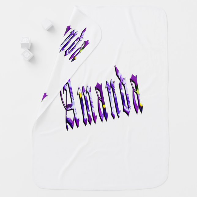 Floral Amanda Girls Name Logo, Swaddle Blanket (In Situ)