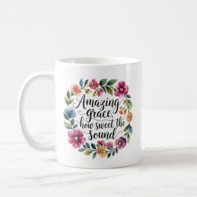 Floral Amazing Grace Coffee Mug (Left)