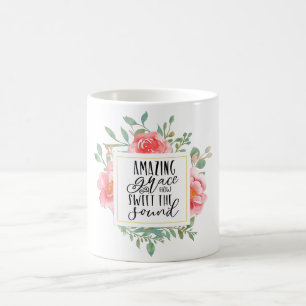 Floral "Amazing Grace" Coffee Mug